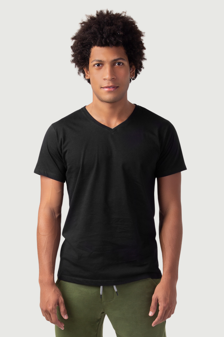 Camiseta Elementar - Gola V - Azul