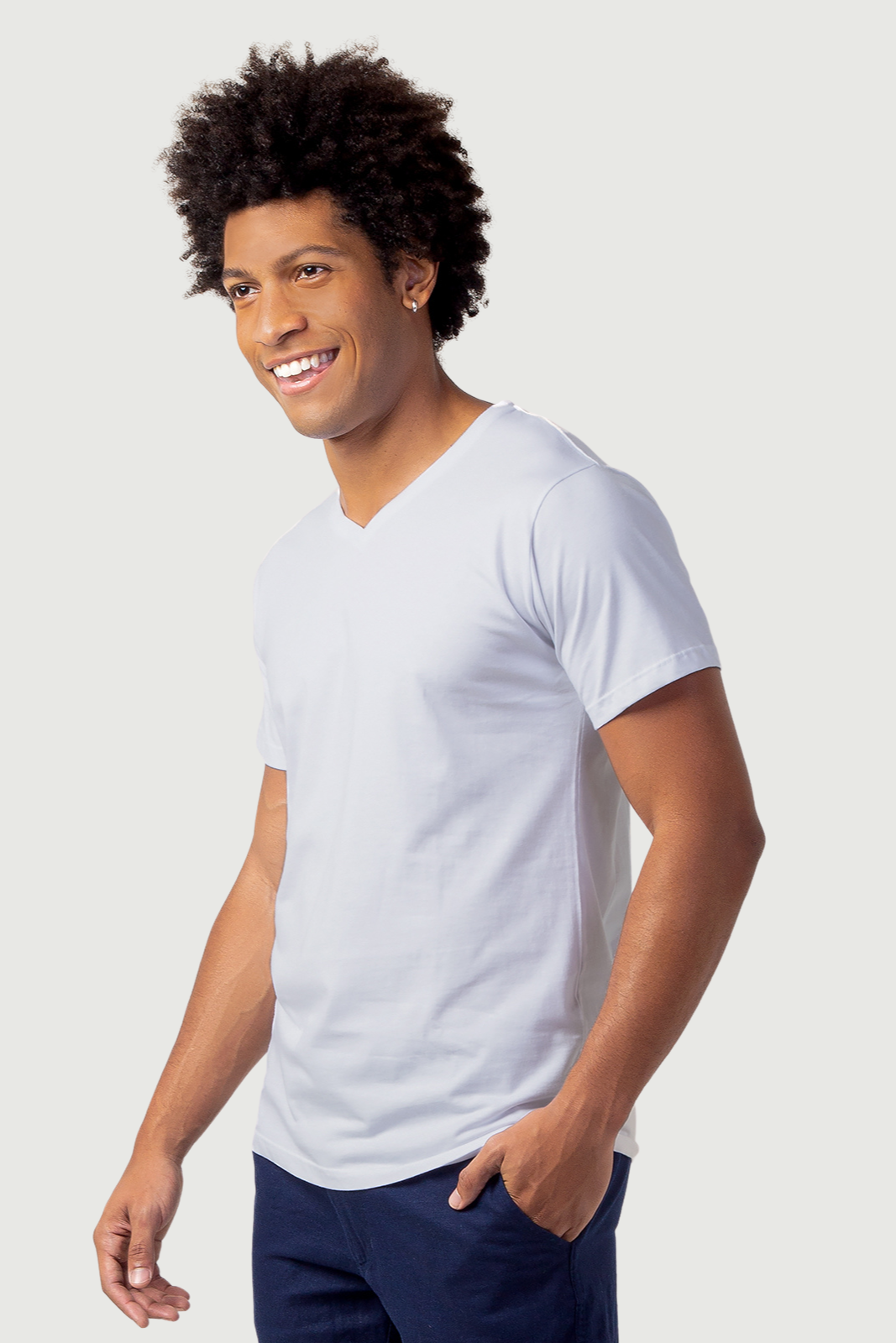 Camiseta Elementar - Gola V - Azul