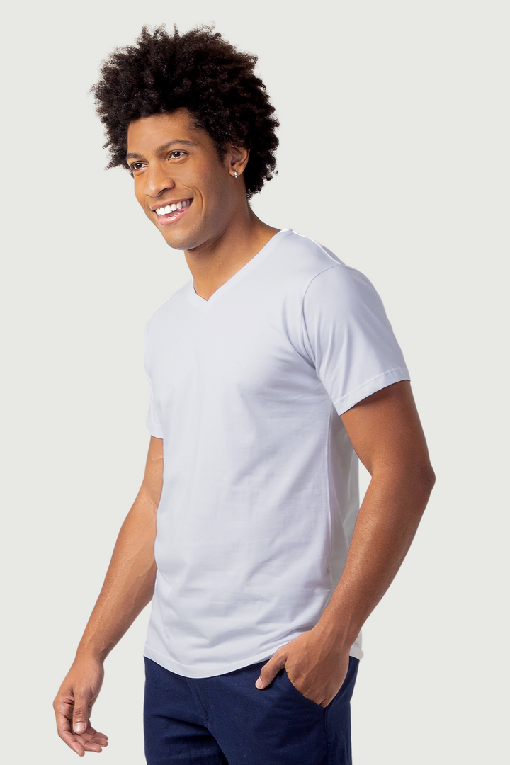 Camiseta Elementar - Gola V - Azul