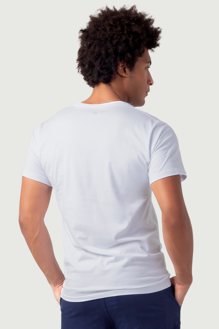 Camiseta Elementar - Gola V - Azul