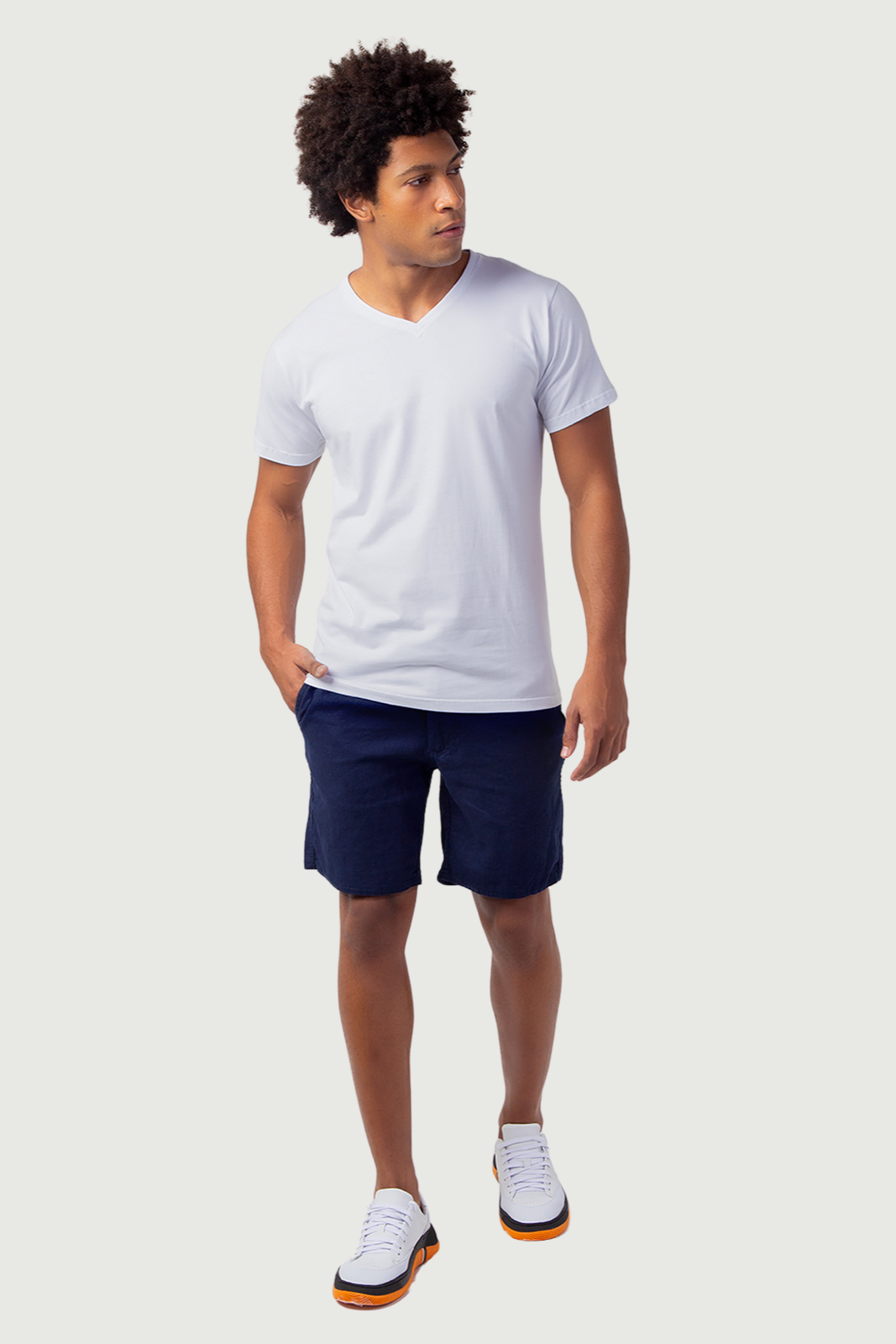 Camiseta Elementar - Gola V - Azul