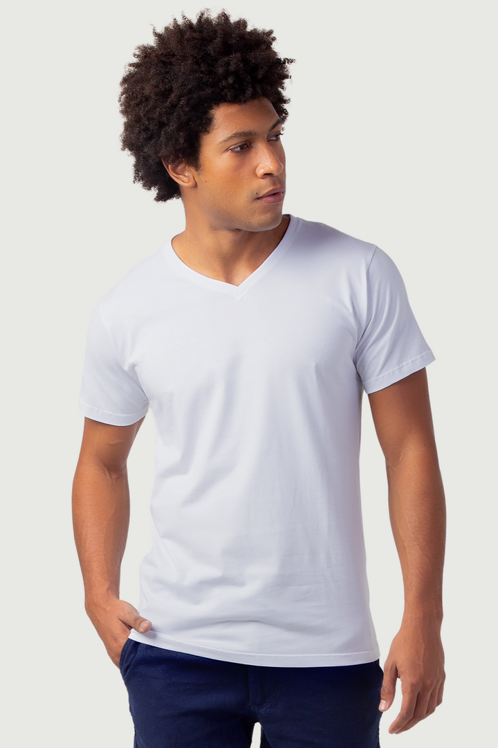 Camiseta Elementar - Gola V - Azul