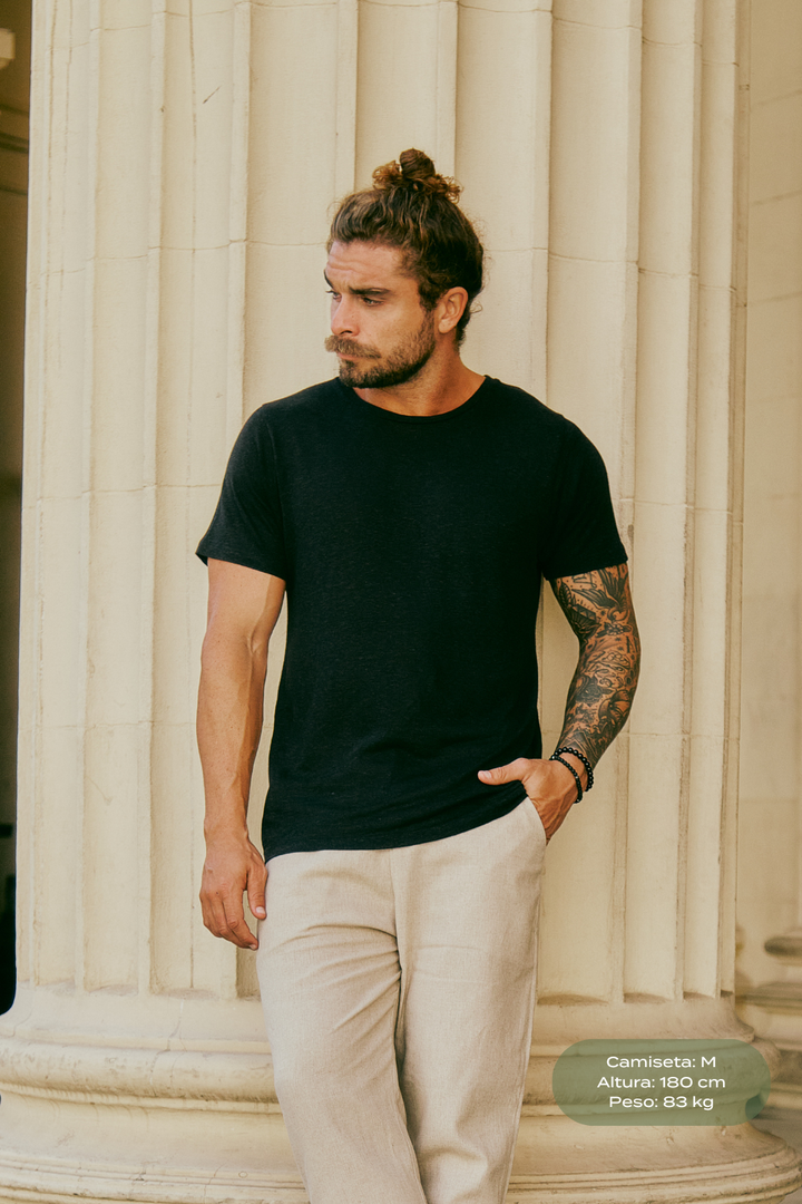 Camiseta de Linho Belga- Preta