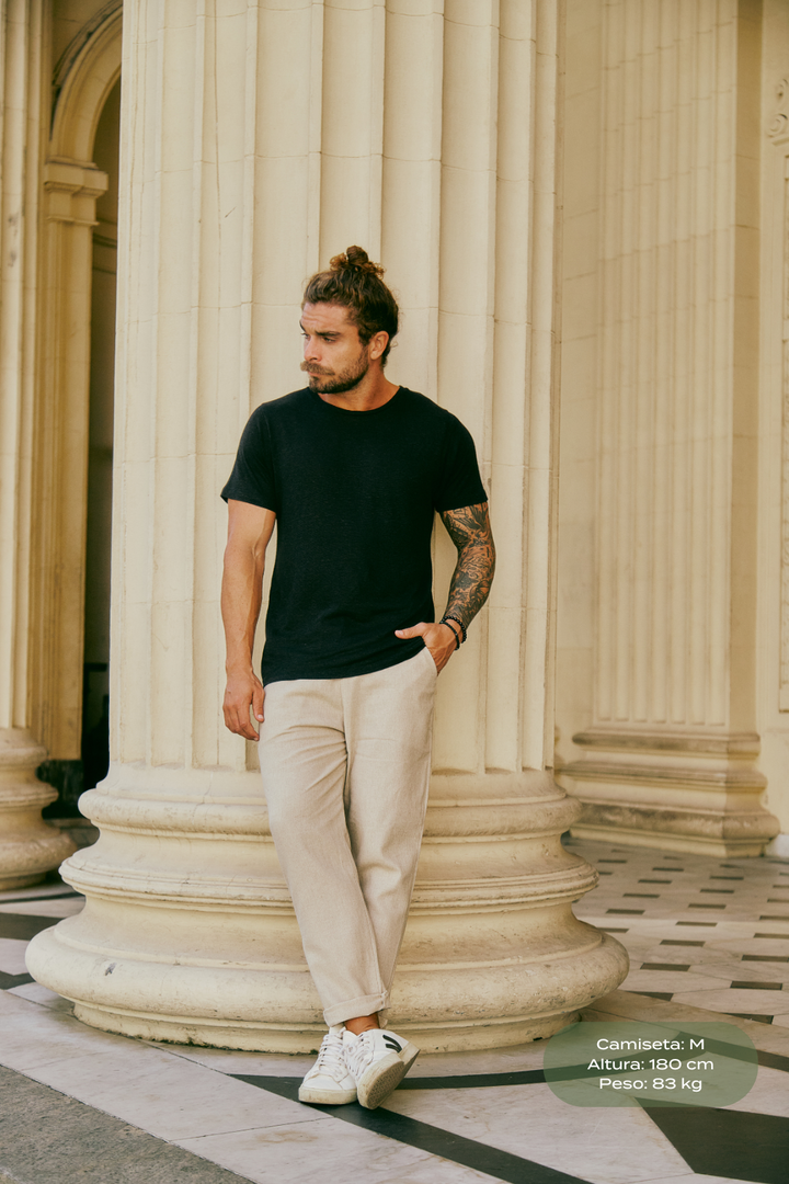 Camiseta de Linho Belga- Preta