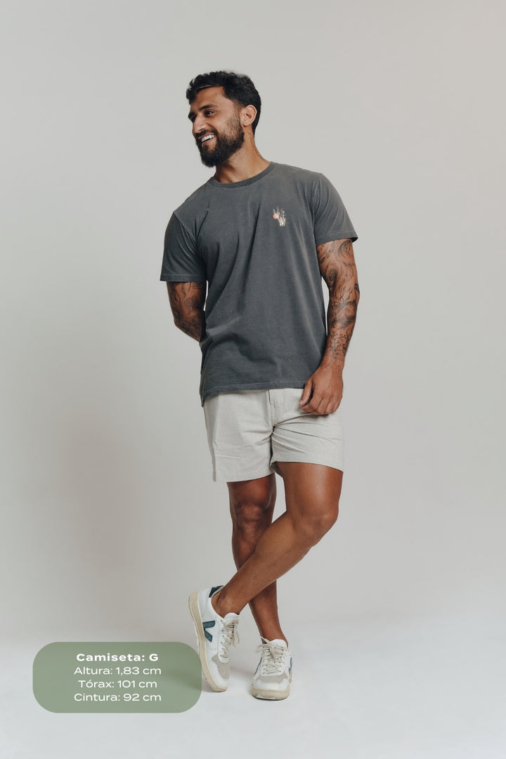 Camiseta Estonada Biomas  - Mandacaru - Cinza