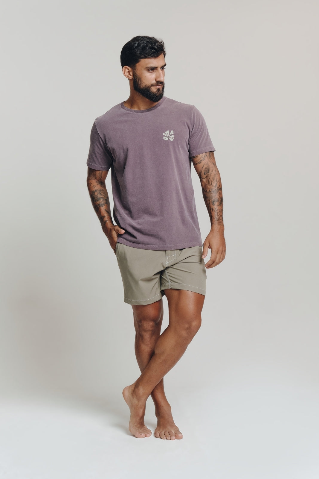 Camiseta Estonada Folhas - Lilás