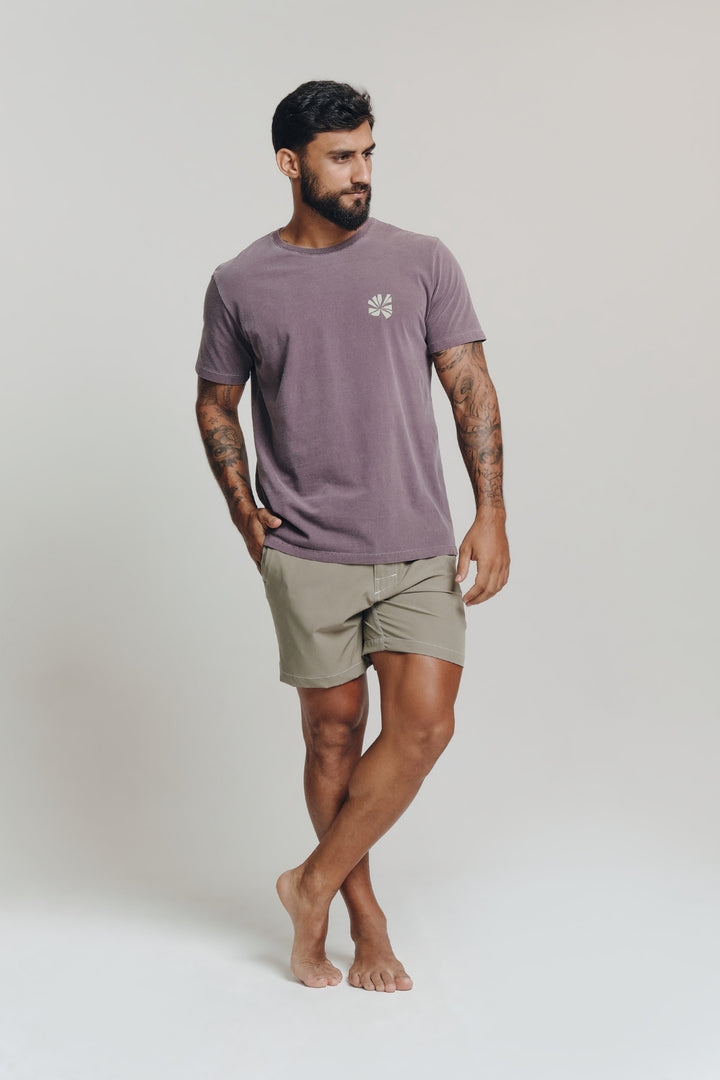 Camiseta Estonada Folhas - Lilás