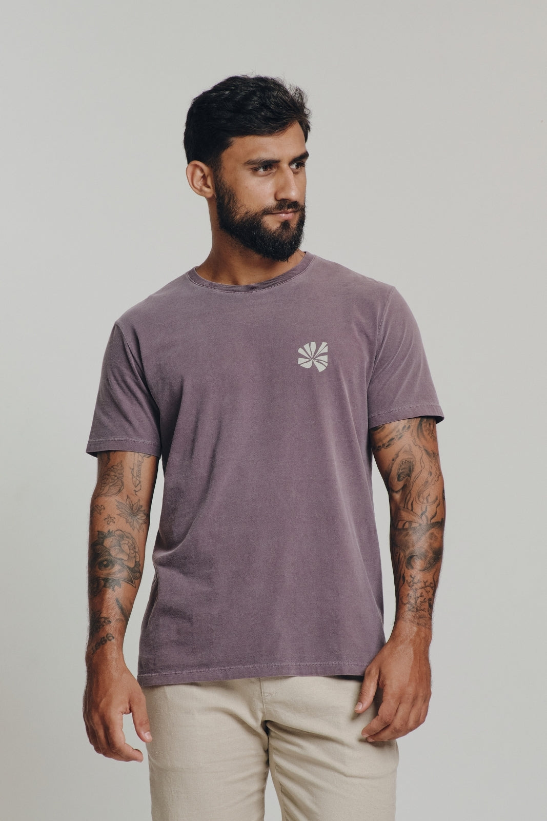 Camiseta Estonada Folhas - Lilás