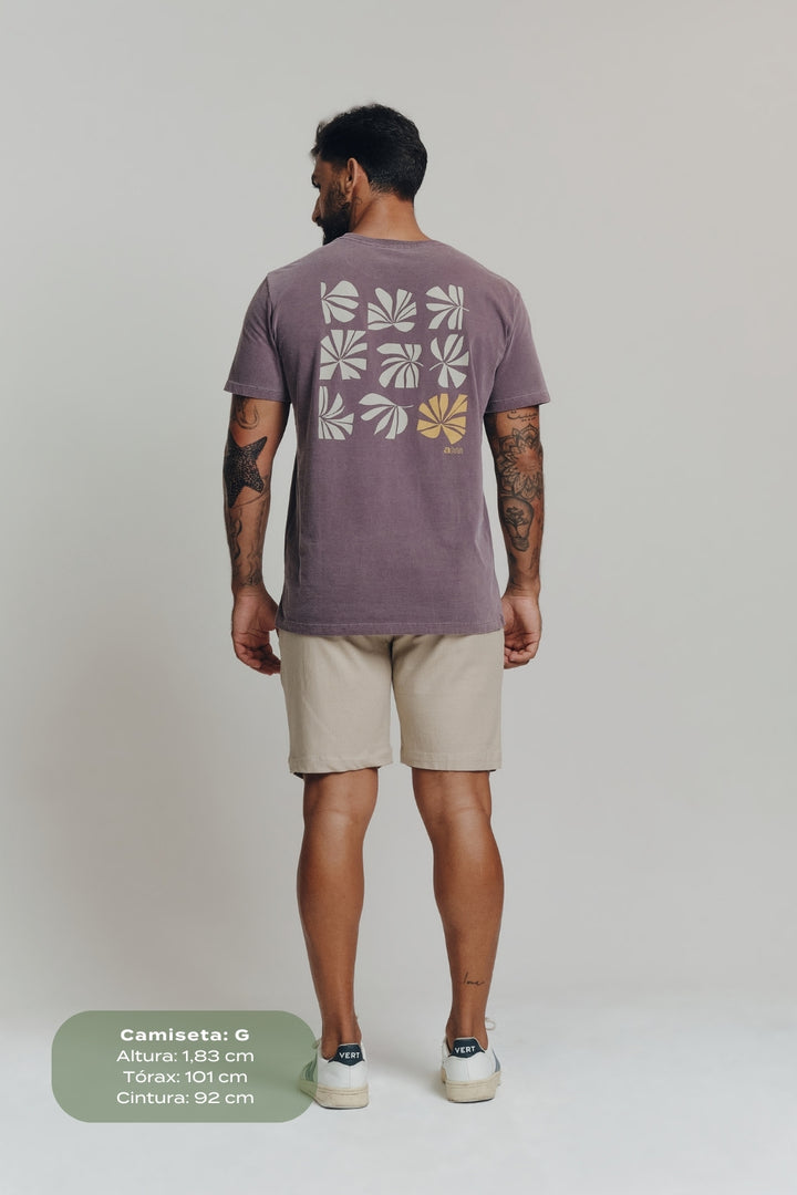 Camiseta Estonada Folhas - Lilás