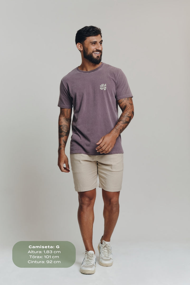 Camiseta Estonada Folhas - Lilás