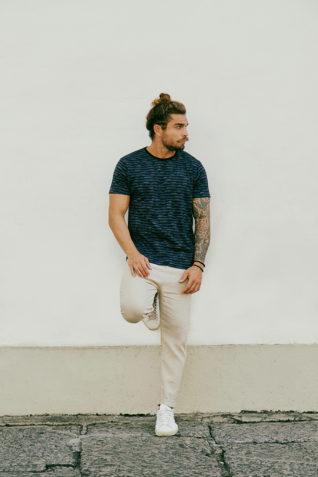 Camiseta Listrada Dheli - Azul