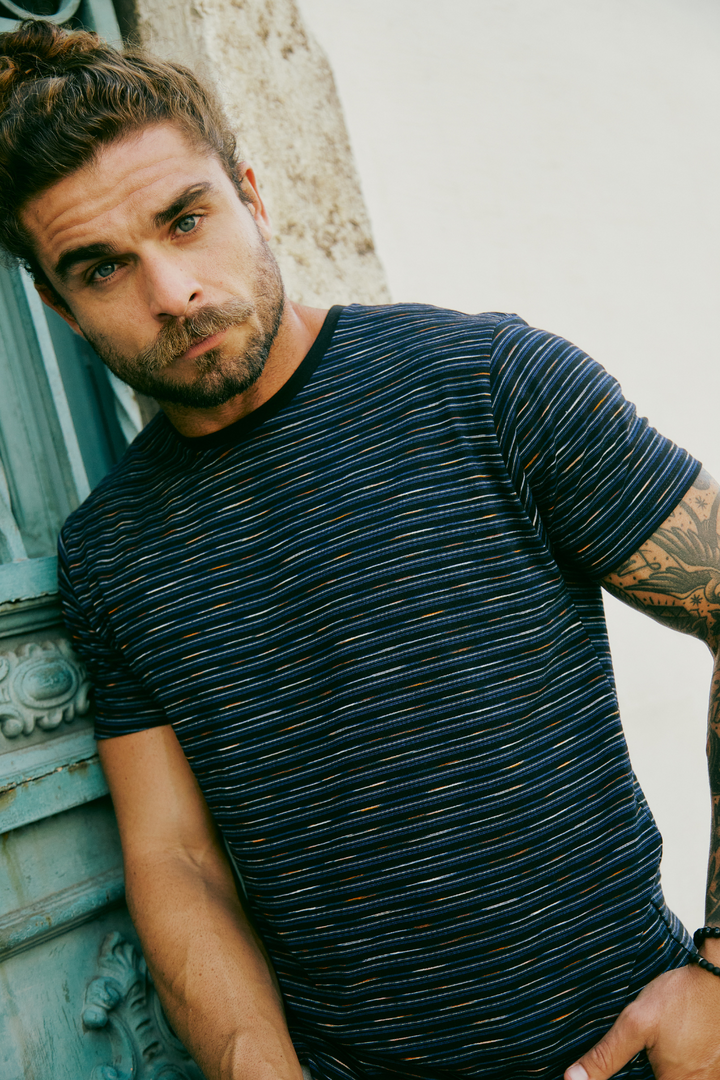 Camiseta Listrada Dheli - Azul