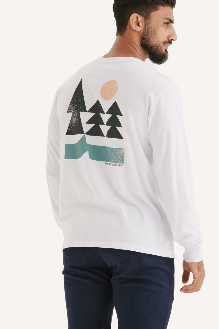 Camiseta Manga Longa Graphic Nature - Branca