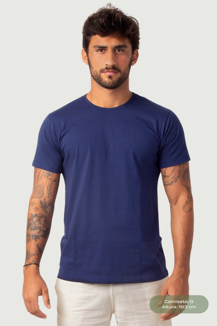 Camiseta Elementar - Gola Redonda Azul