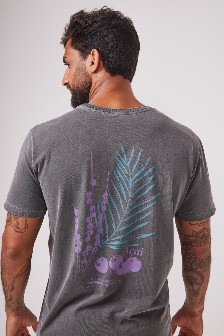 Camiseta Estonada Biomas - Açaí - Cinza