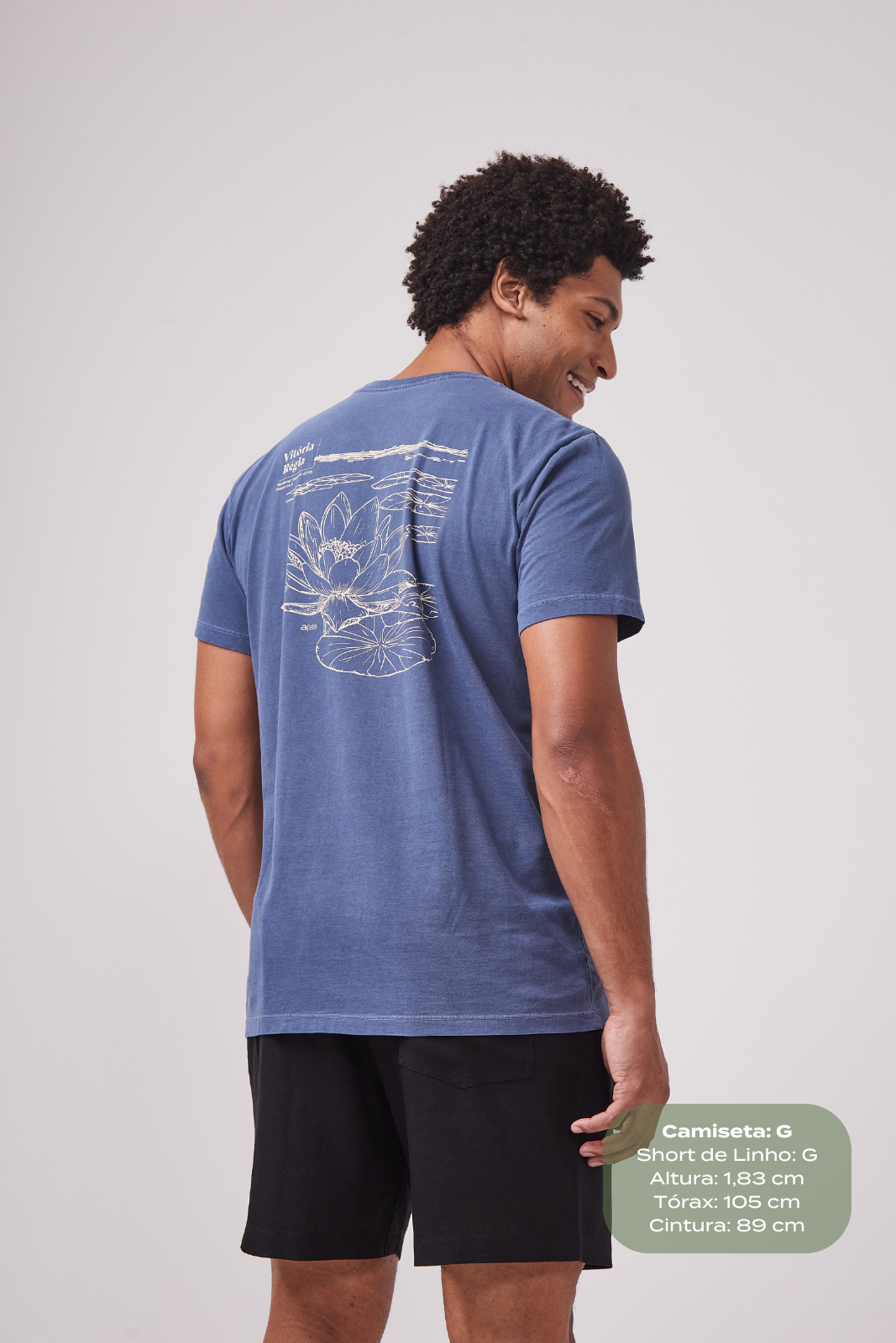 Camiseta Estonada Biomas - Vitória Régia - Azul