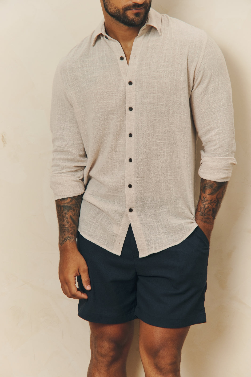 Short de Linho Caraíva - Azul Marinho