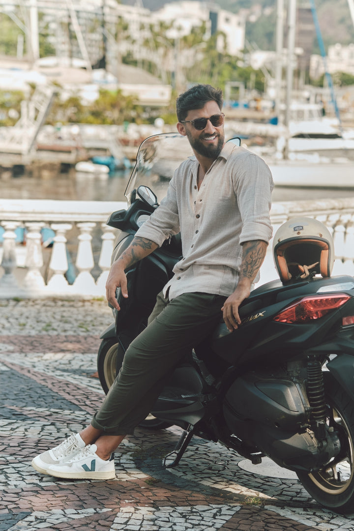 Camisa Rustic Gola Cubana - Creme