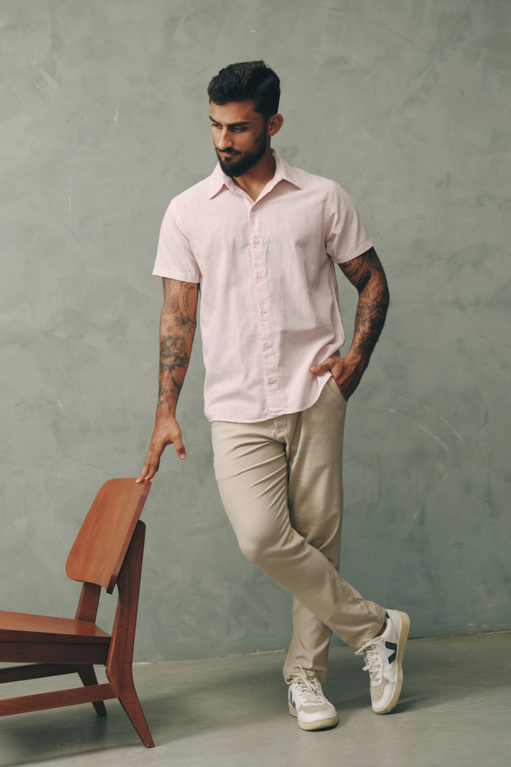 Camisa Cambray - Rosa Claro