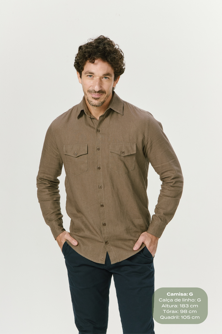 OverShirt de Linho - Preta