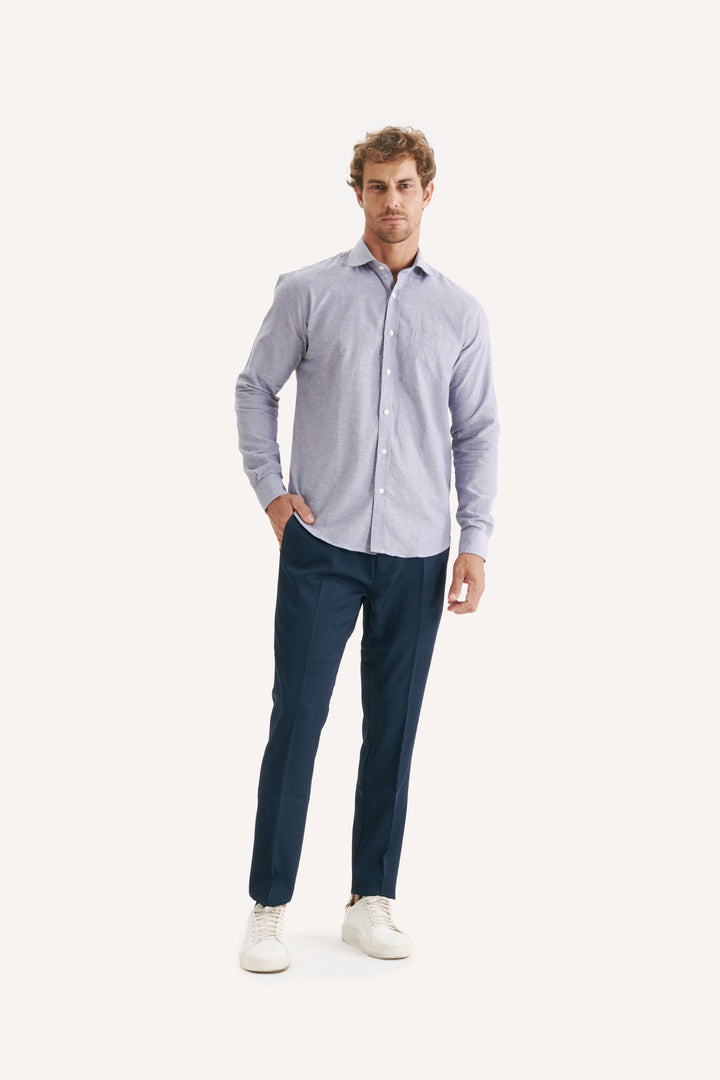 Calça de Alfaiataria Ravena com Fivela - Azul Marinho