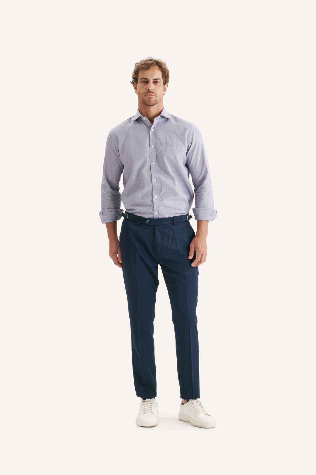 Calça de Alfaiataria Ravena com Fivela - Azul Marinho