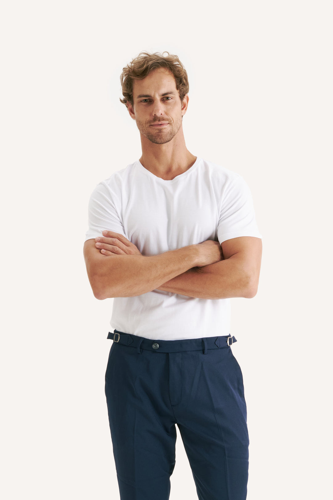Calça de Alfaiataria Ravena com Fivela - Azul Marinho