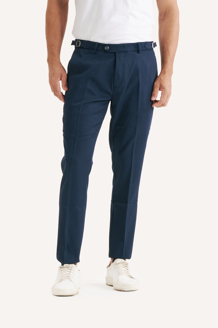 Calça de Alfaiataria Ravena com Fivela - Azul Marinho