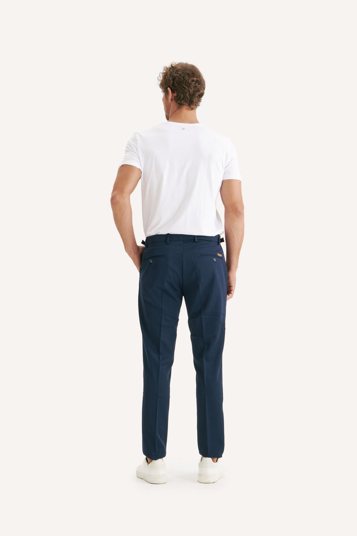 Calça de Alfaiataria Ravena com Fivela - Azul Marinho