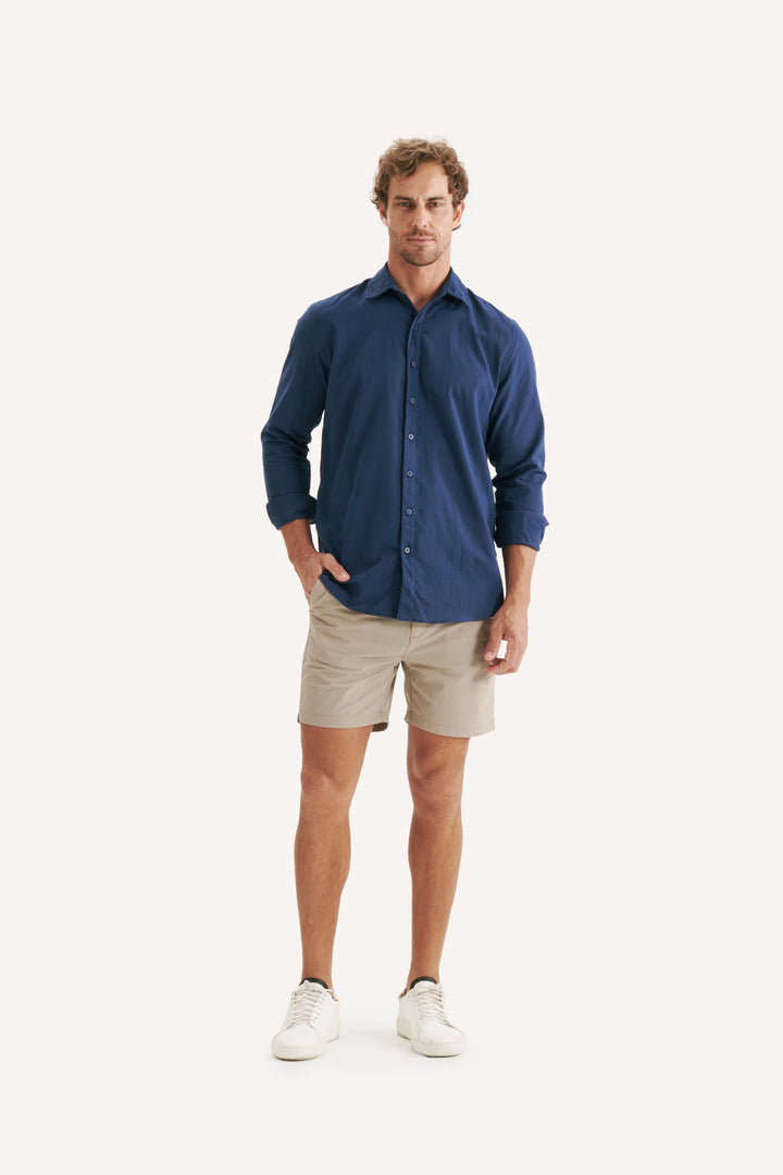 Camisa Cambray Manga Longa - Azul Marinho