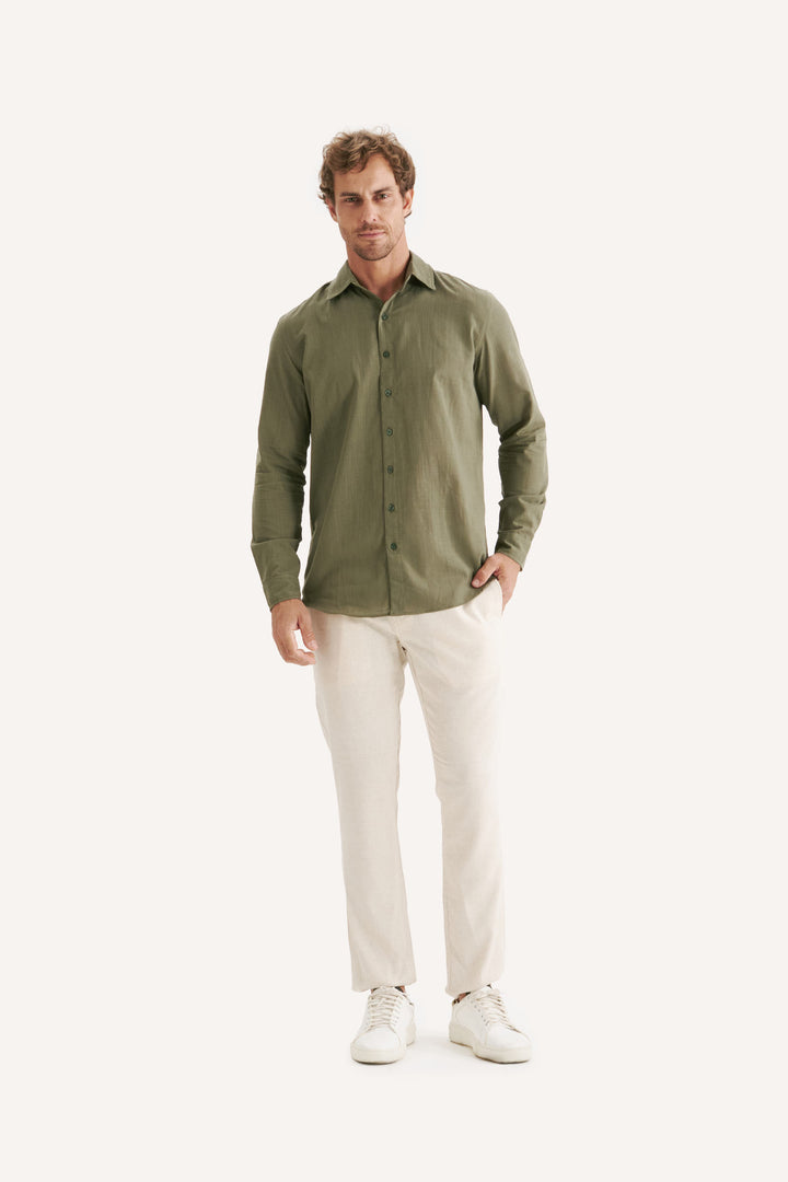 Camisa Cambray Manga Longa - Verde