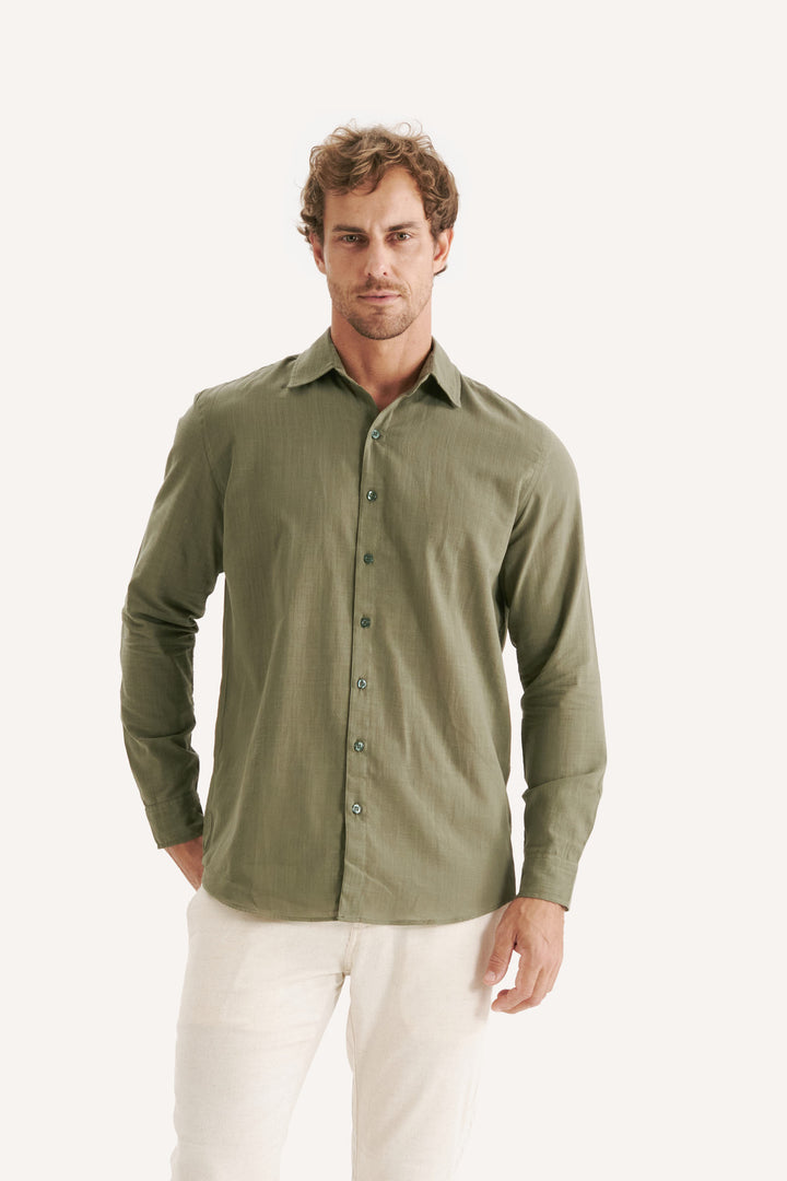 Camisa Cambray Manga Longa - Verde