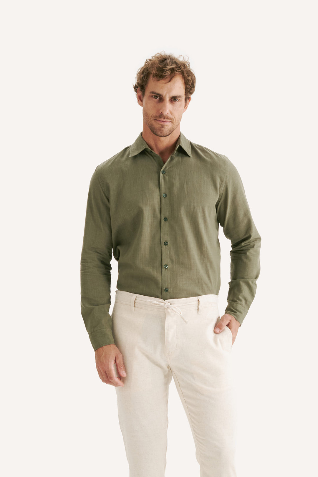 Camisa Cambray Manga Longa - Verde