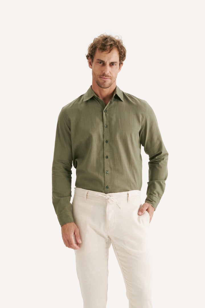 Camisa Cambray Manga Longa - Verde