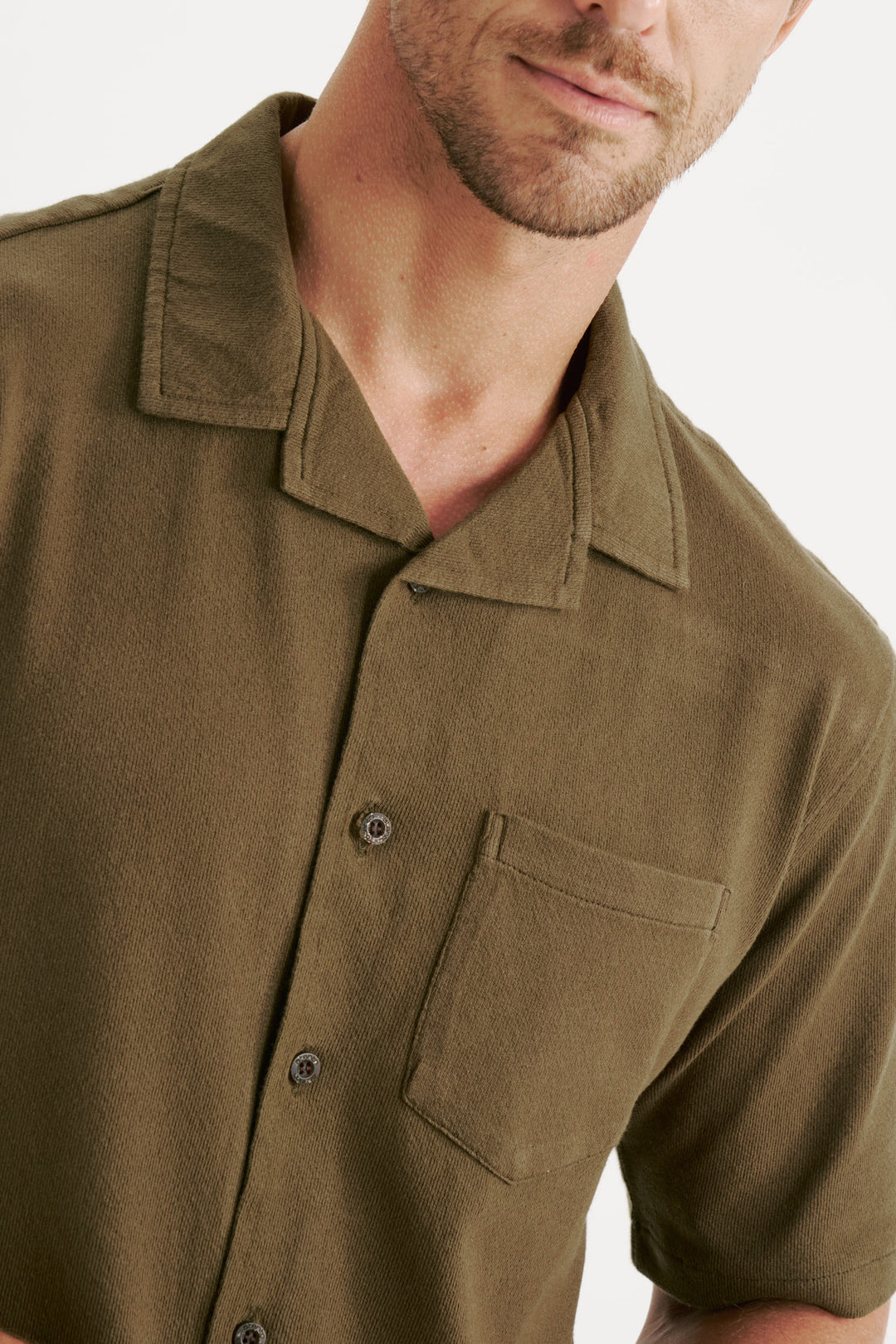 Camisa Blanc Gola Cubana - Verde Musgo