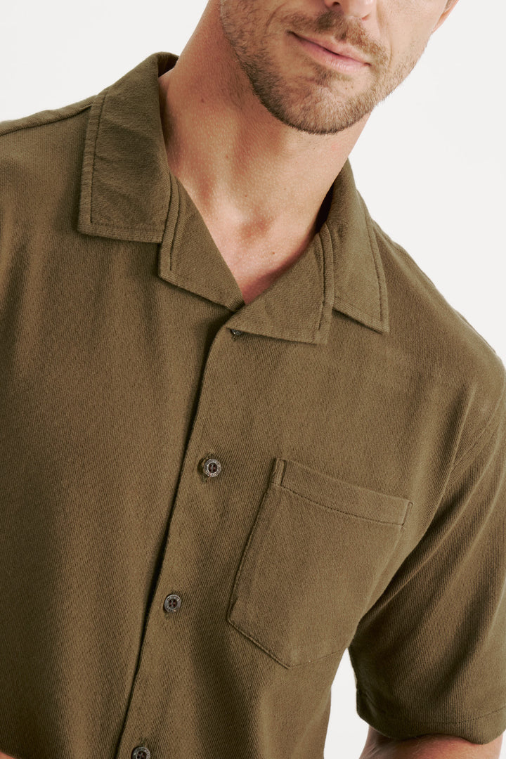 Camisa Blanc Gola Cubana - Verde Musgo
