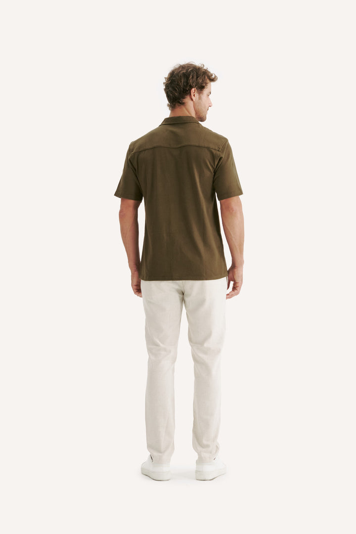Camisa Blanc Gola Cubana - Verde Musgo