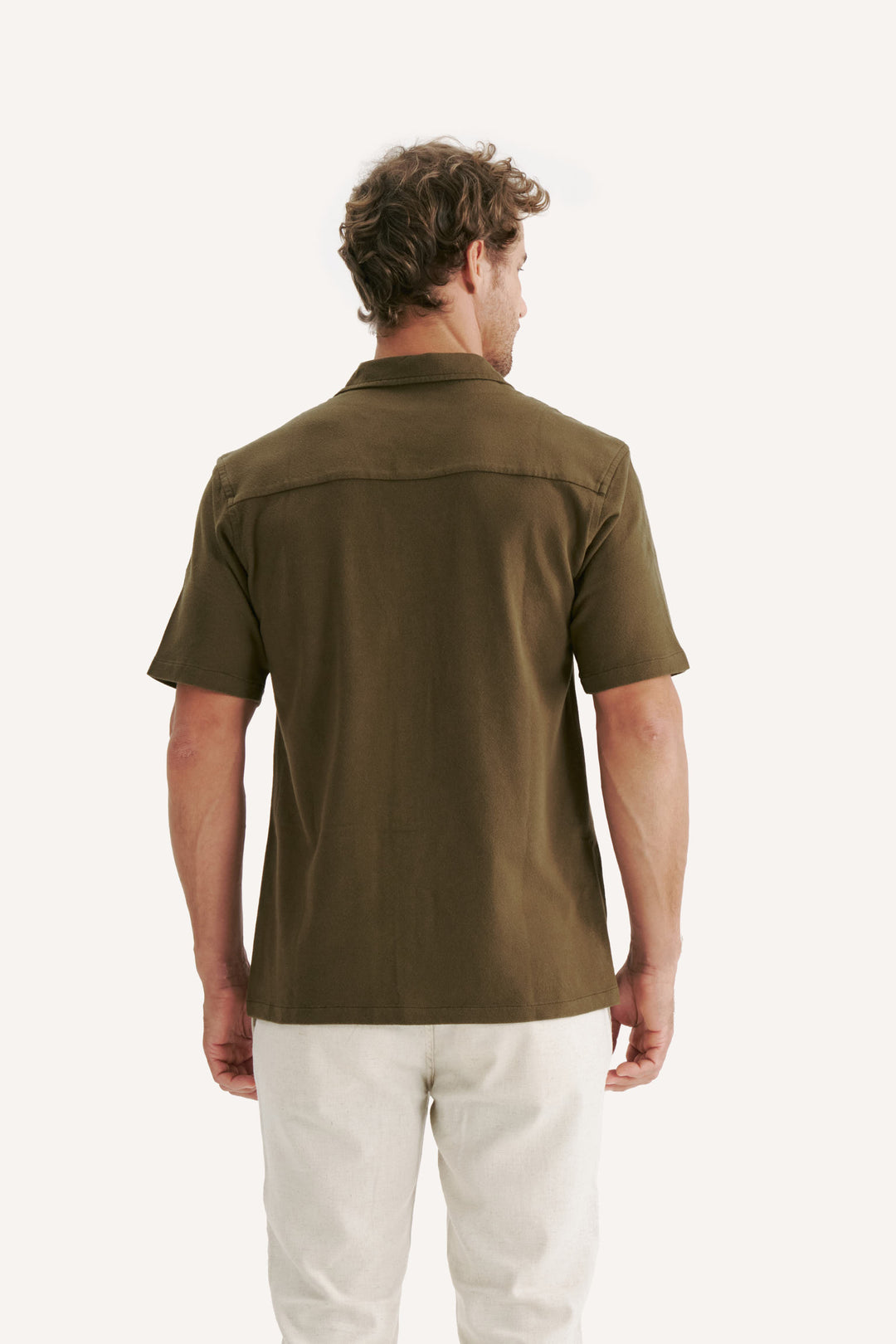 Camisa Blanc Gola Cubana - Verde Musgo