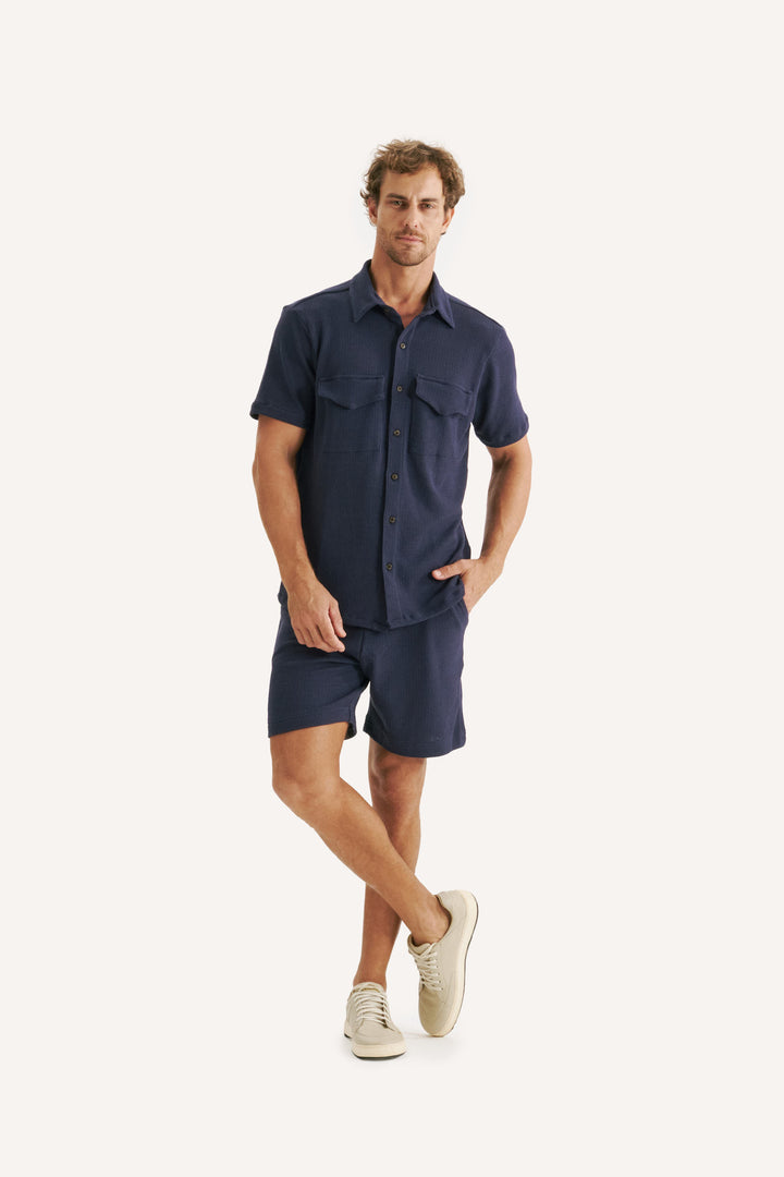 Camisa Texture - Azul Marinho