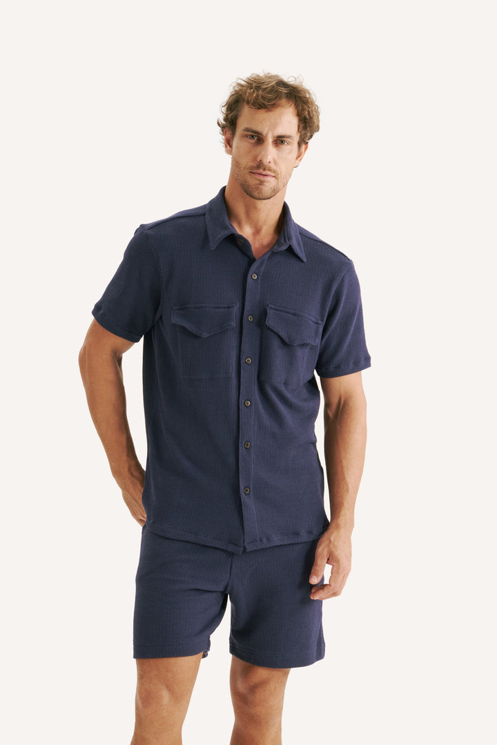 Camisa Texture - Azul Marinho