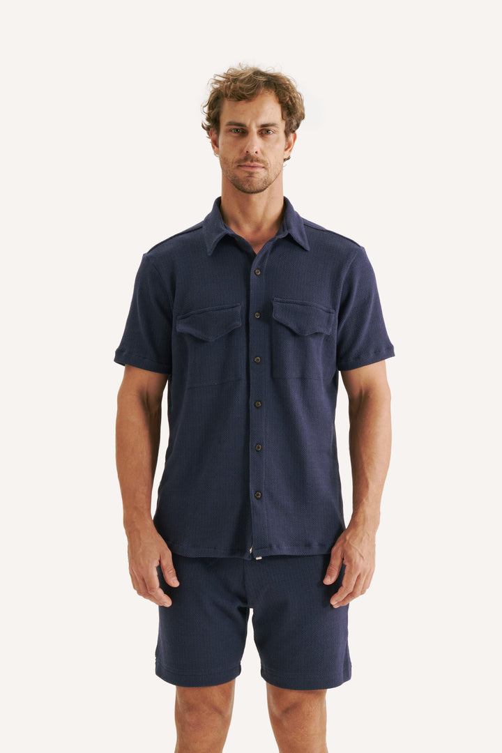 Camisa Texture - Azul Marinho