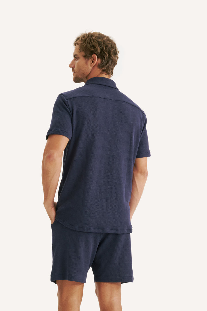 Camisa Texture - Azul Marinho