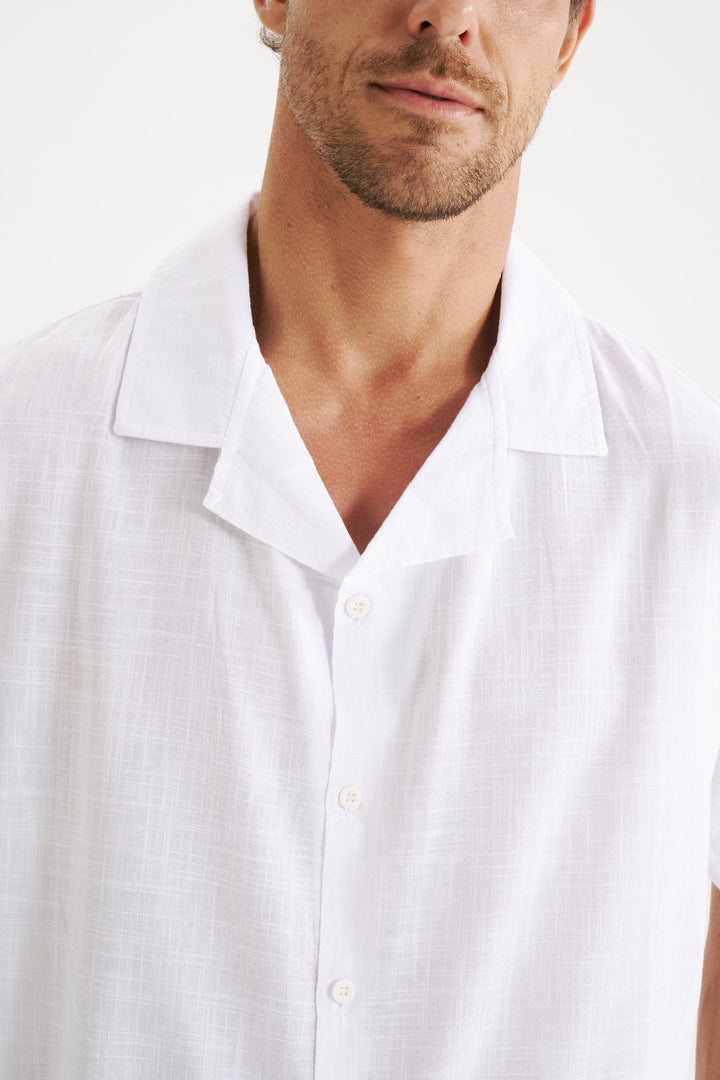 Camisa Cambray Gola Cubana - Branca