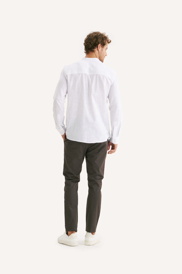 Camisa Brisa Gola Padre Manga Longa - Branca