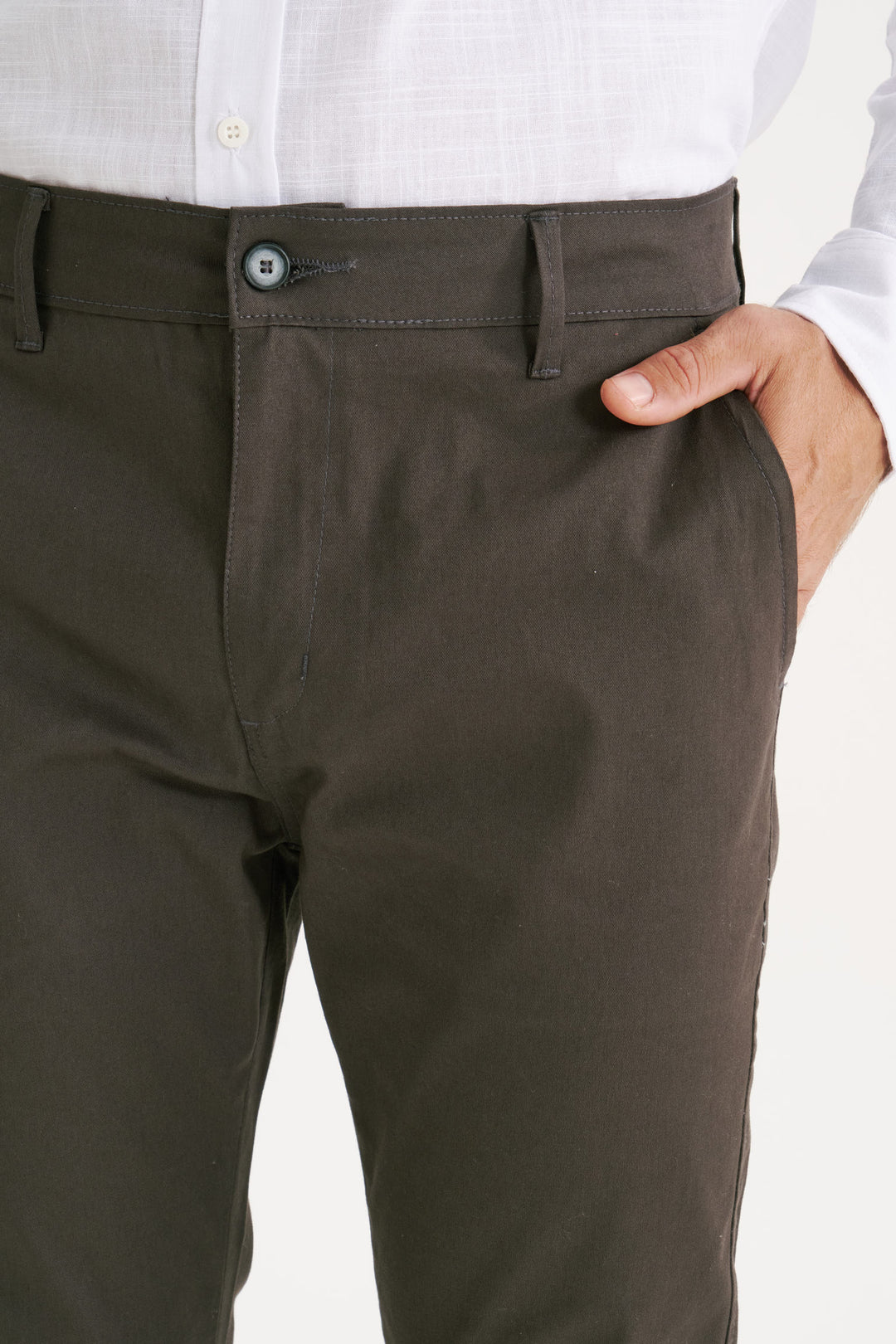 Calça de Sarja Slim Fit - Chumbo