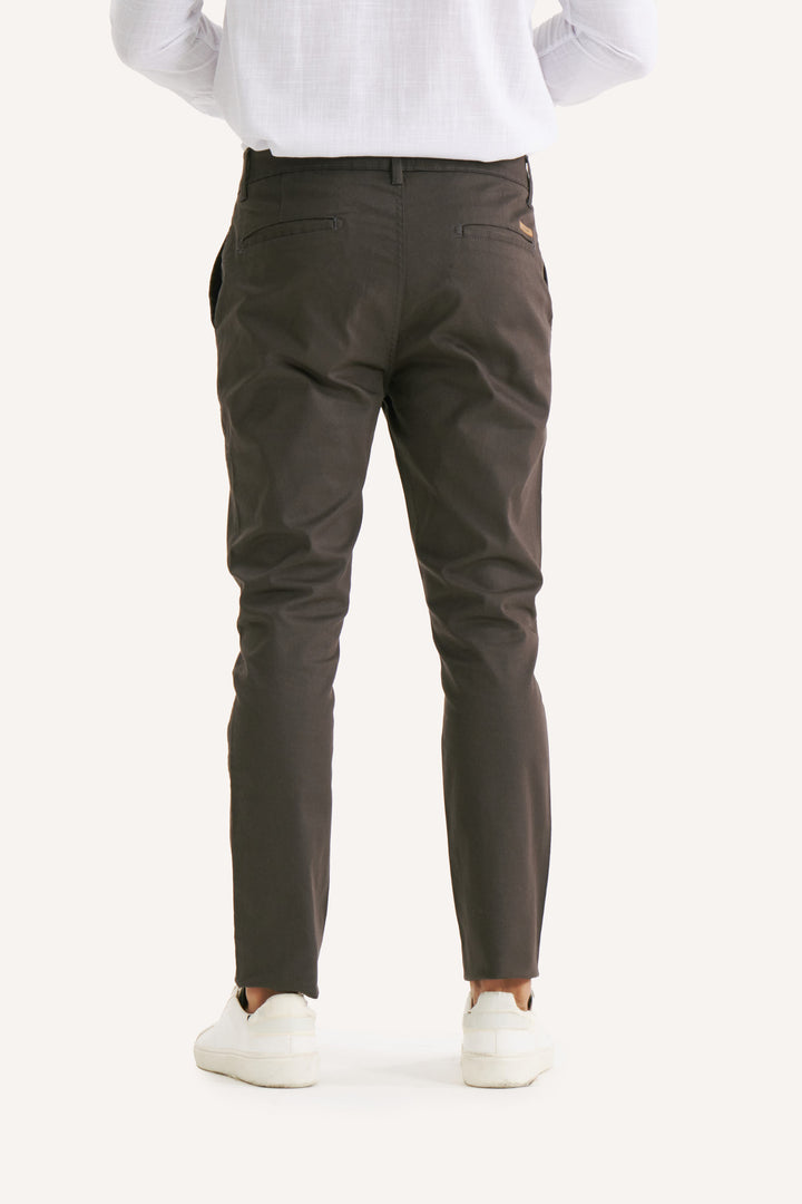 Calça de Sarja Slim Fit - Chumbo