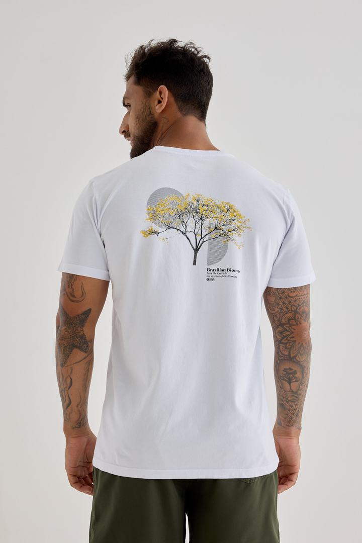 Camiseta Estonada Biomas - Ipê Amarelo - Branca