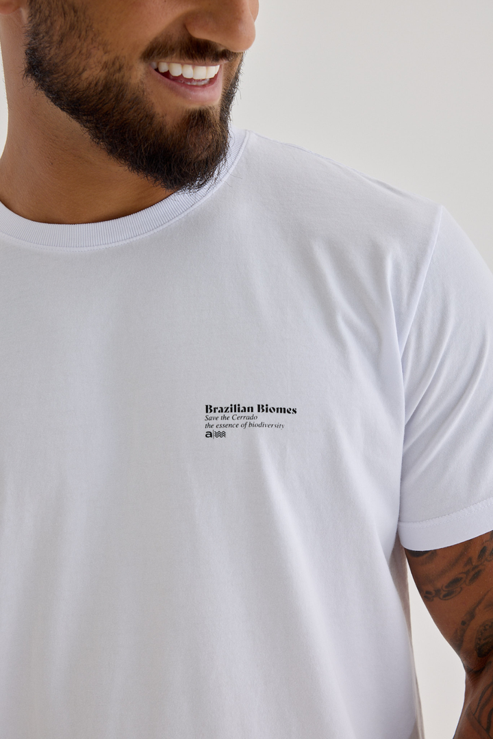 Camiseta Estonada Biomas - Ipê Amarelo - Branca