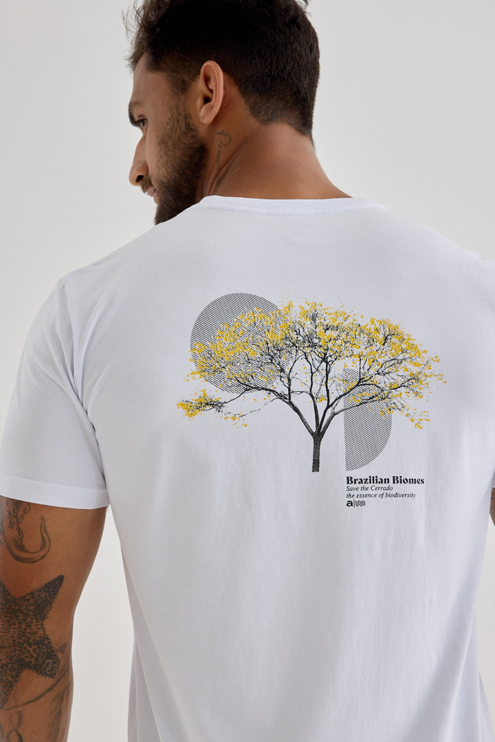Camiseta Estonada Biomas - Ipê Amarelo - Branca