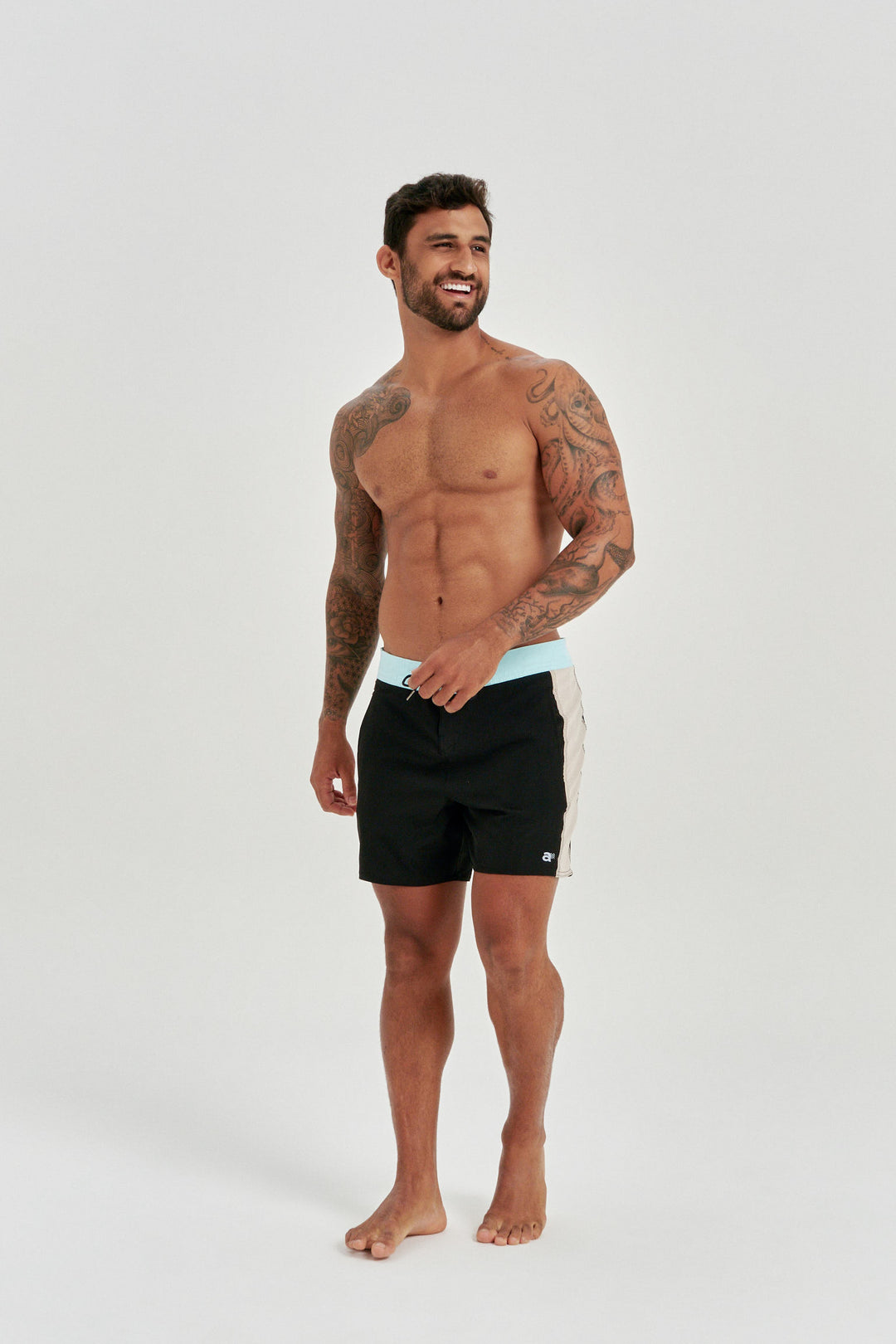 Boardshort Retro Faixa Lateral - Preto